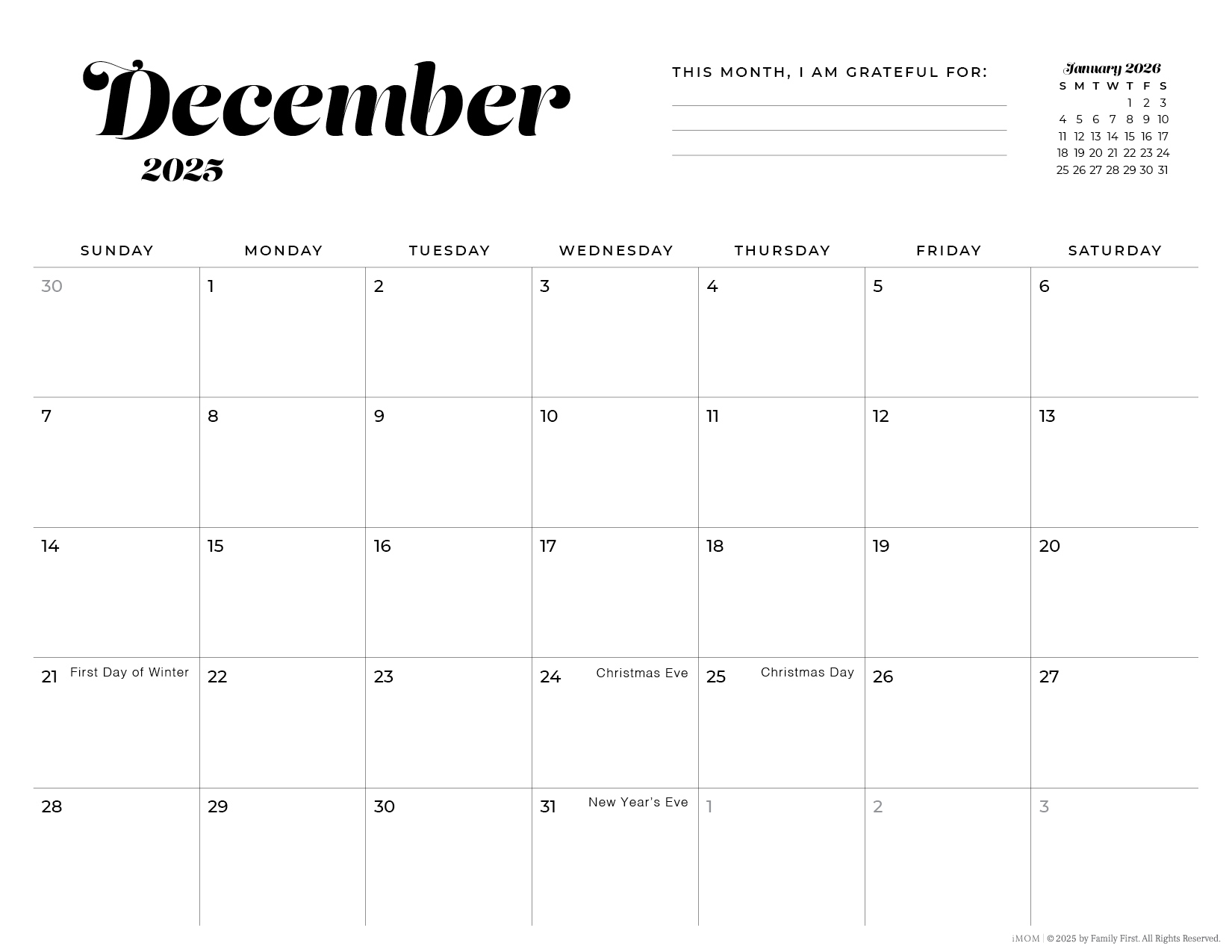 2025 Printable Calendars: Free Printable Calendar Designs - Imom for Imom Printable Calendar December 2025