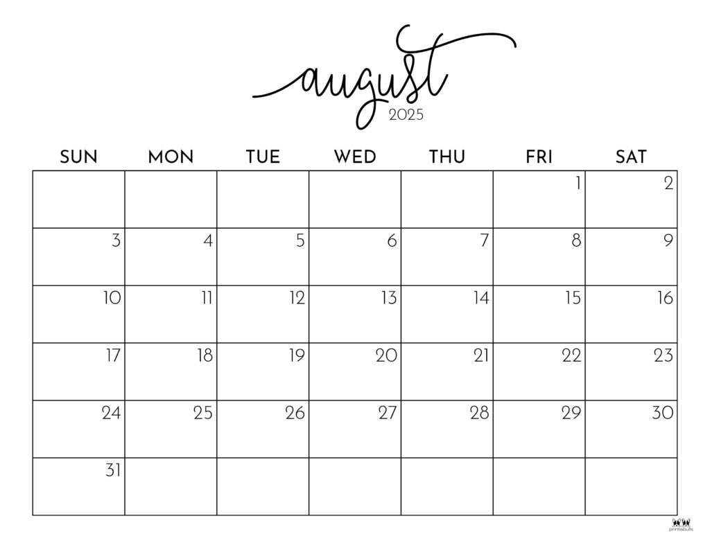 August 2025 Calendars - 107 Free Printables | Printabulls pertaining to Printable Calendar August 2025 To December 2025