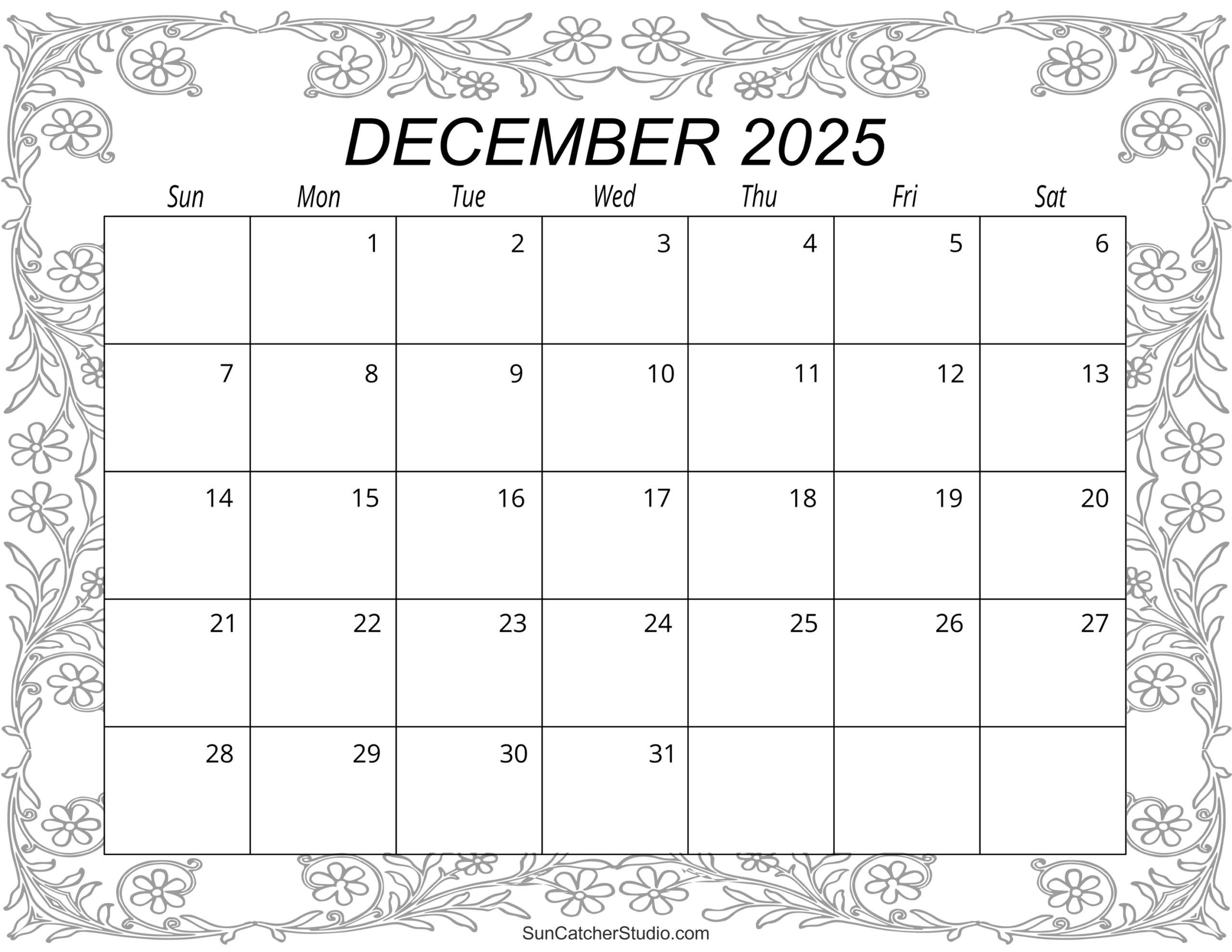 December 2025 Calendar (Free Printable) – Free Printables with regard to December 2025 Free Printable Calendar