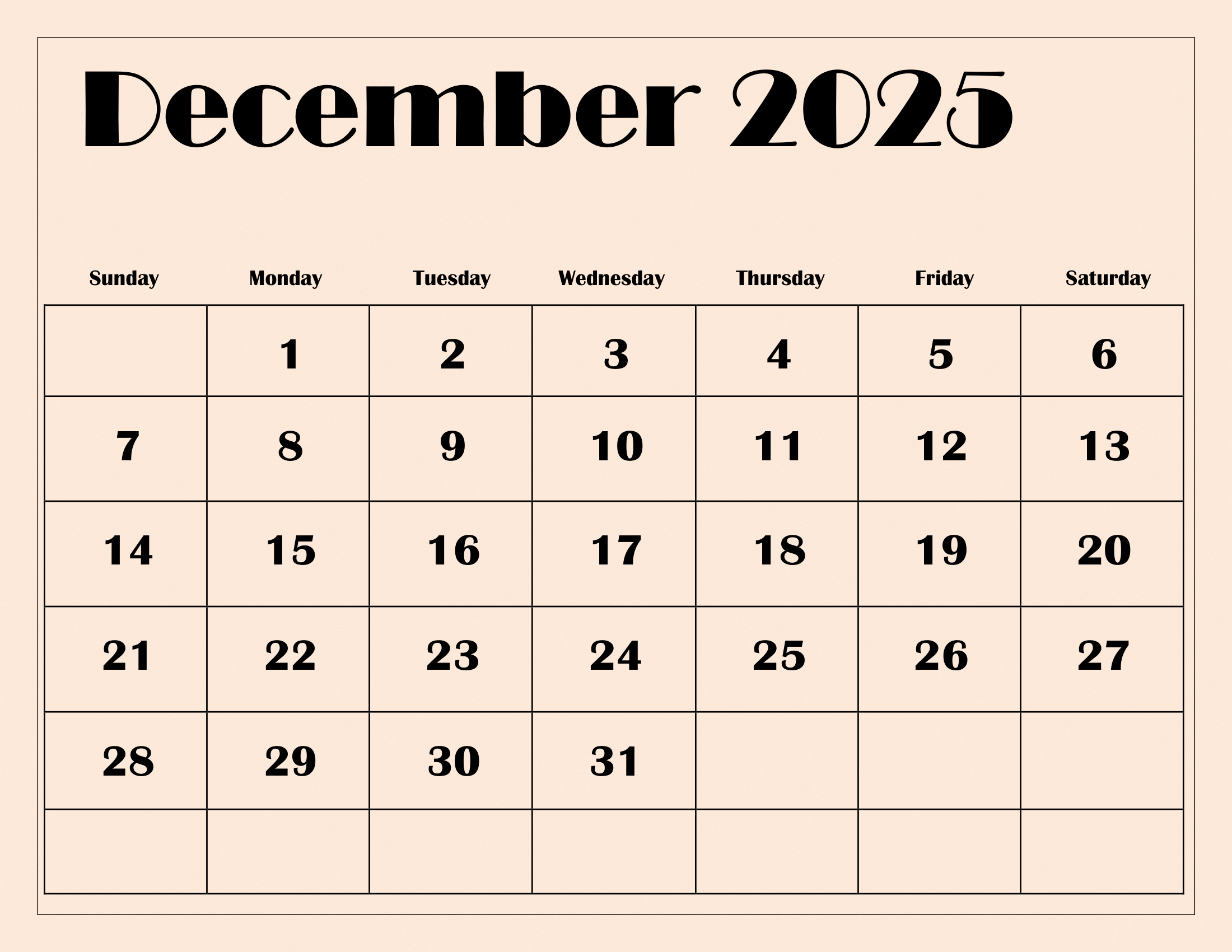 December 2025 Calendar Printable Pdf Template With Holidays with December 2025 Weekly Calendar Printable