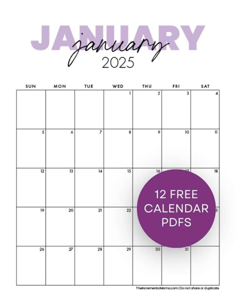 Free 2025 Monthly Calendar Template - January To December intended for January - December 2025 Calendar Printable