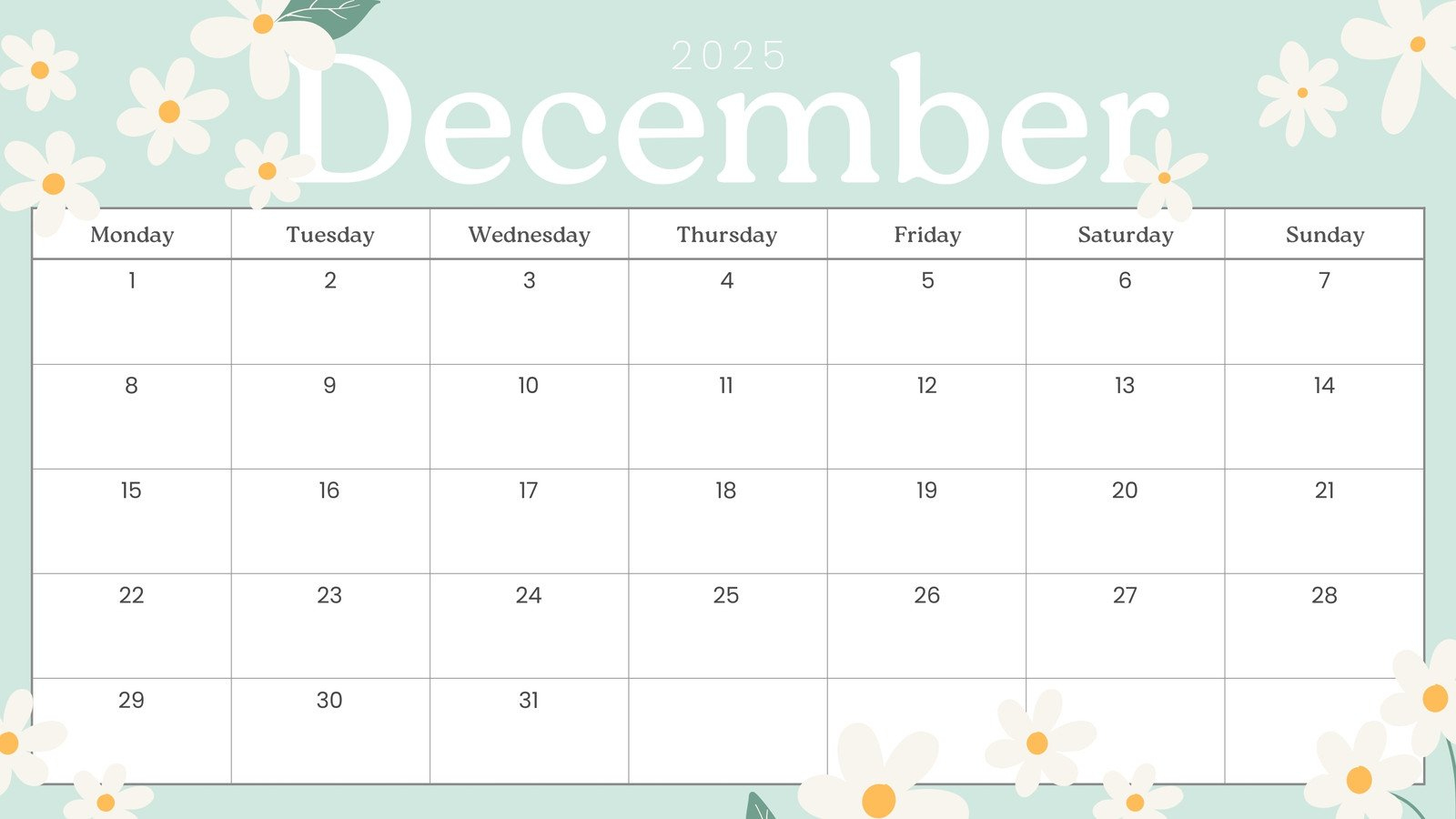 Free, Printable December 2025 Calendar Templates | Canva within Small December 2025 Calendar Printable
