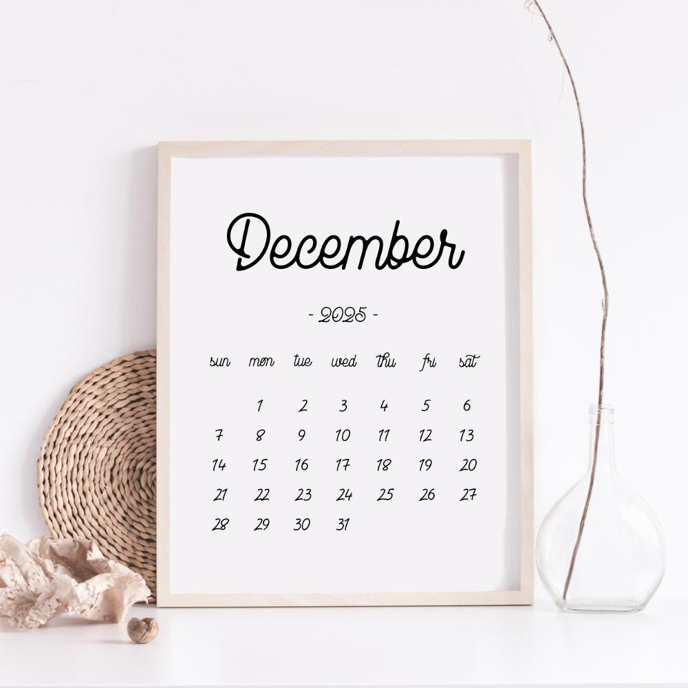 Printable Calendar December 2025, December Calendar, December 2025 for Free Printable Pregnancy Announcement Calendar December 2025