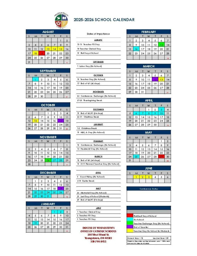 2025-2026 Doy Catholic Schools Calendar Available | The Catholic with Catholic Education School Calendar 2026