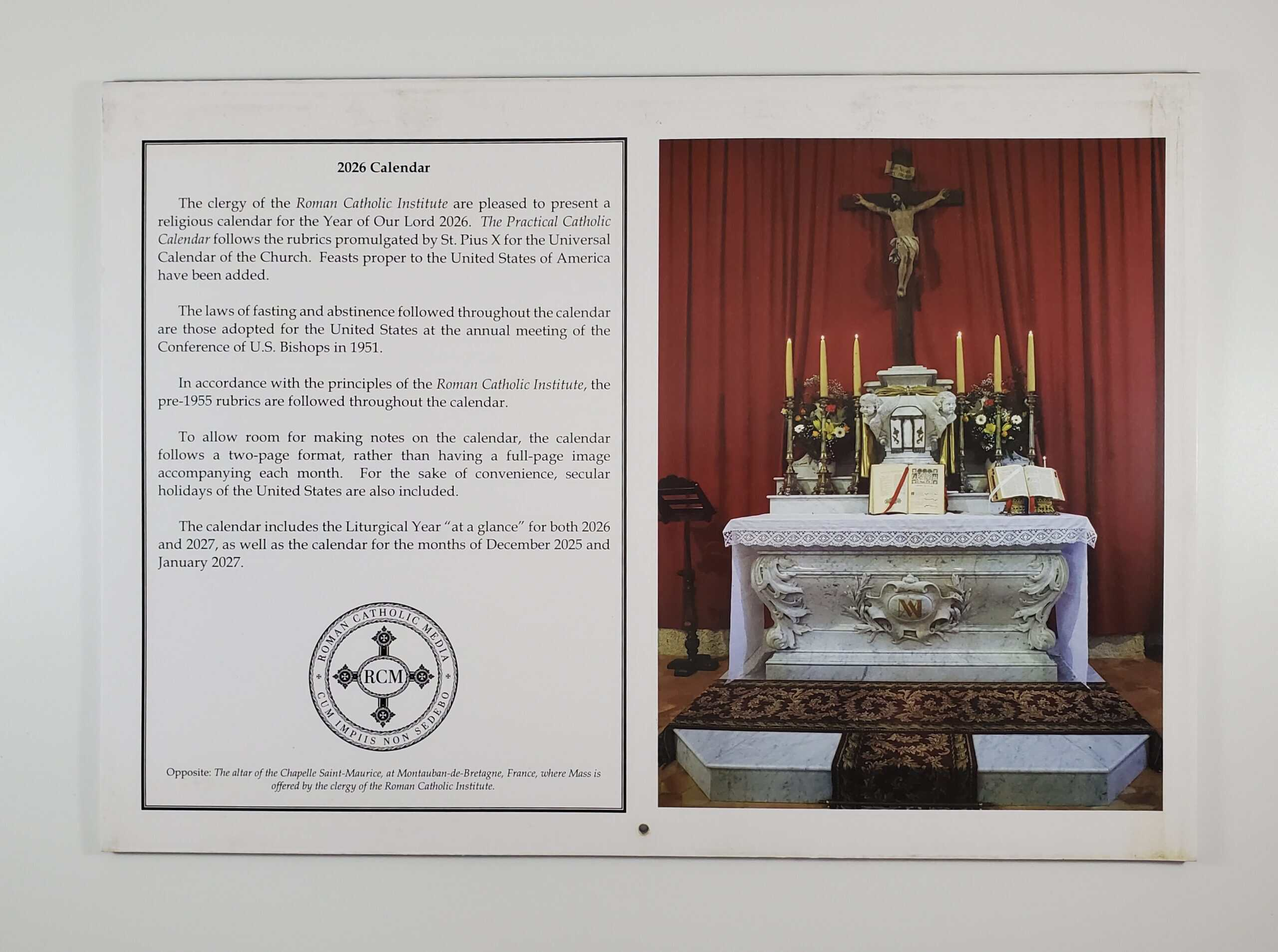 2026 14-Month Traditional Catholic Calendar - Roman Catholic Media with regard to Traditional Latin Mass Catholic Calendar 2026