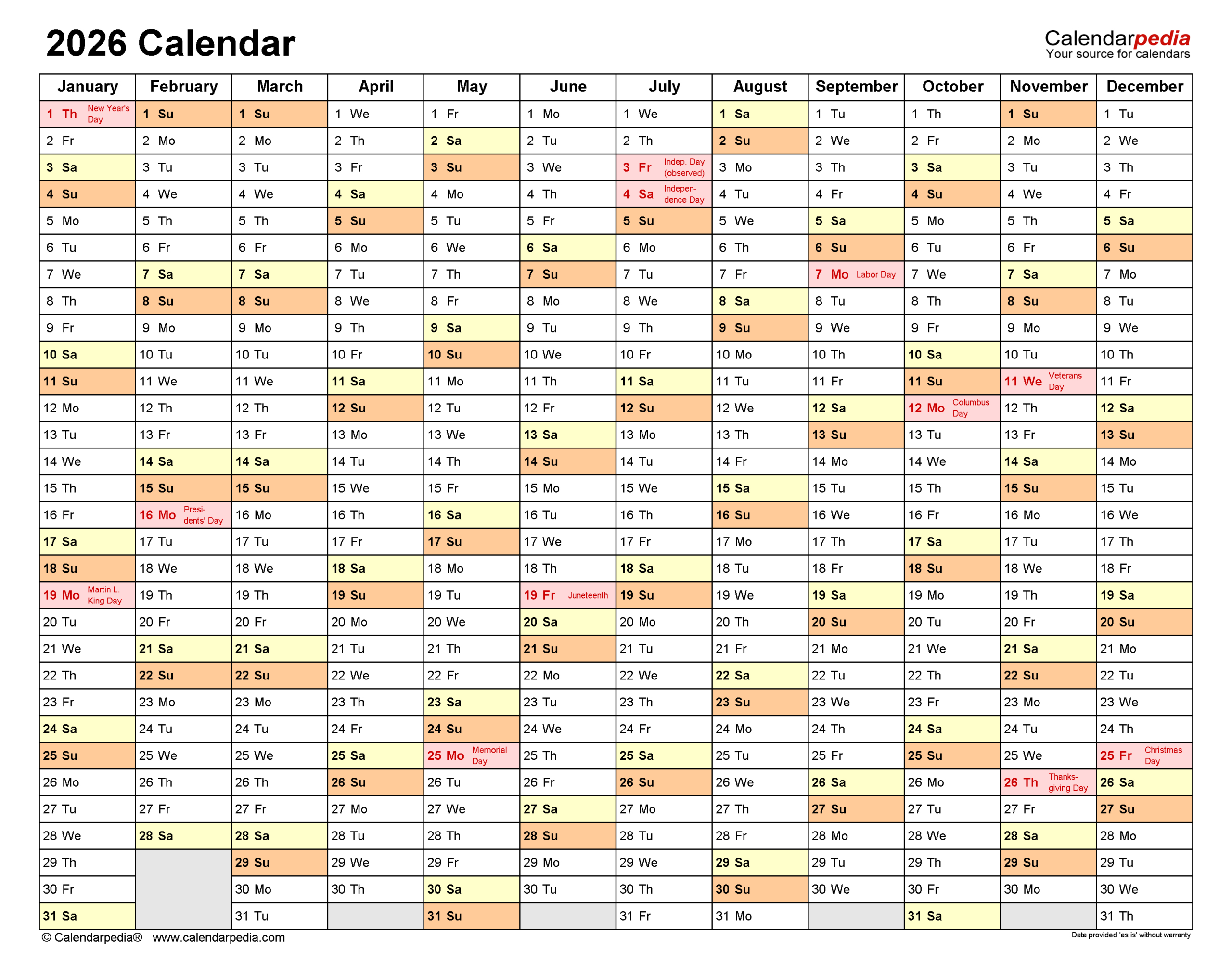 2026 Calendar - Free Printable Pdf Templates | Calendarpedia pertaining to Printable 2026 Attendance Calendar