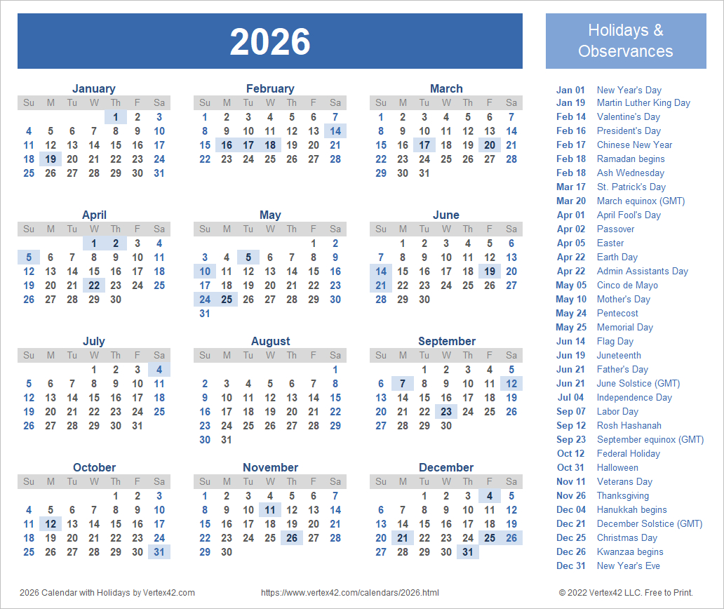2026 Calendar Templates And Images with regard to Absence Calendar 2026 Printable