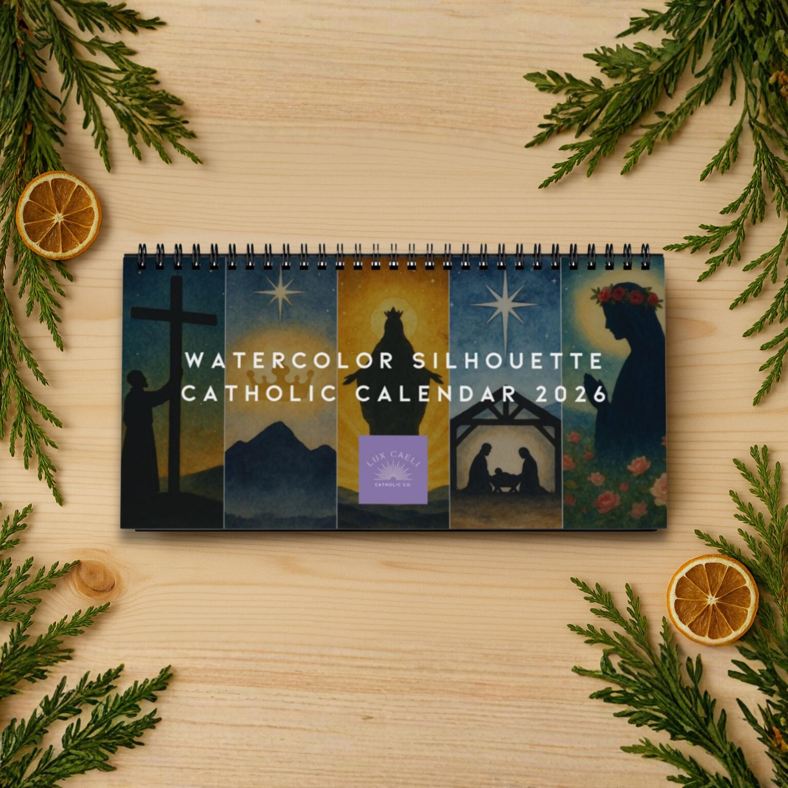2026 Catholic Calendar: Watercolor Silhouette Desk Planner pertaining to Catholic Desk Calendar 2026
