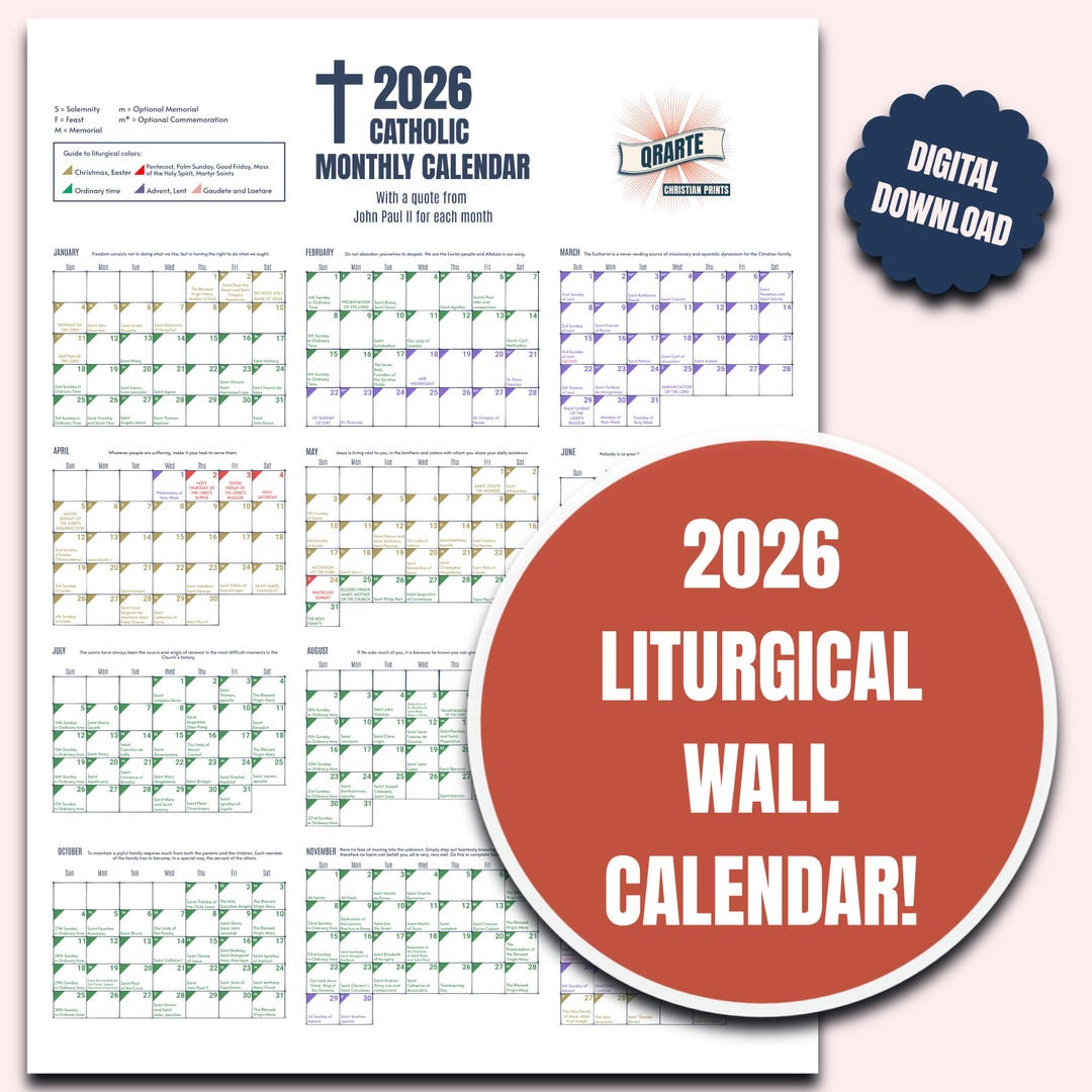 2026 Color-Coded Liturgical Calendar - Instant Download Catholic Planner -  Etsy Sweden for Nz Catholic Liturgical Calendar 2026
