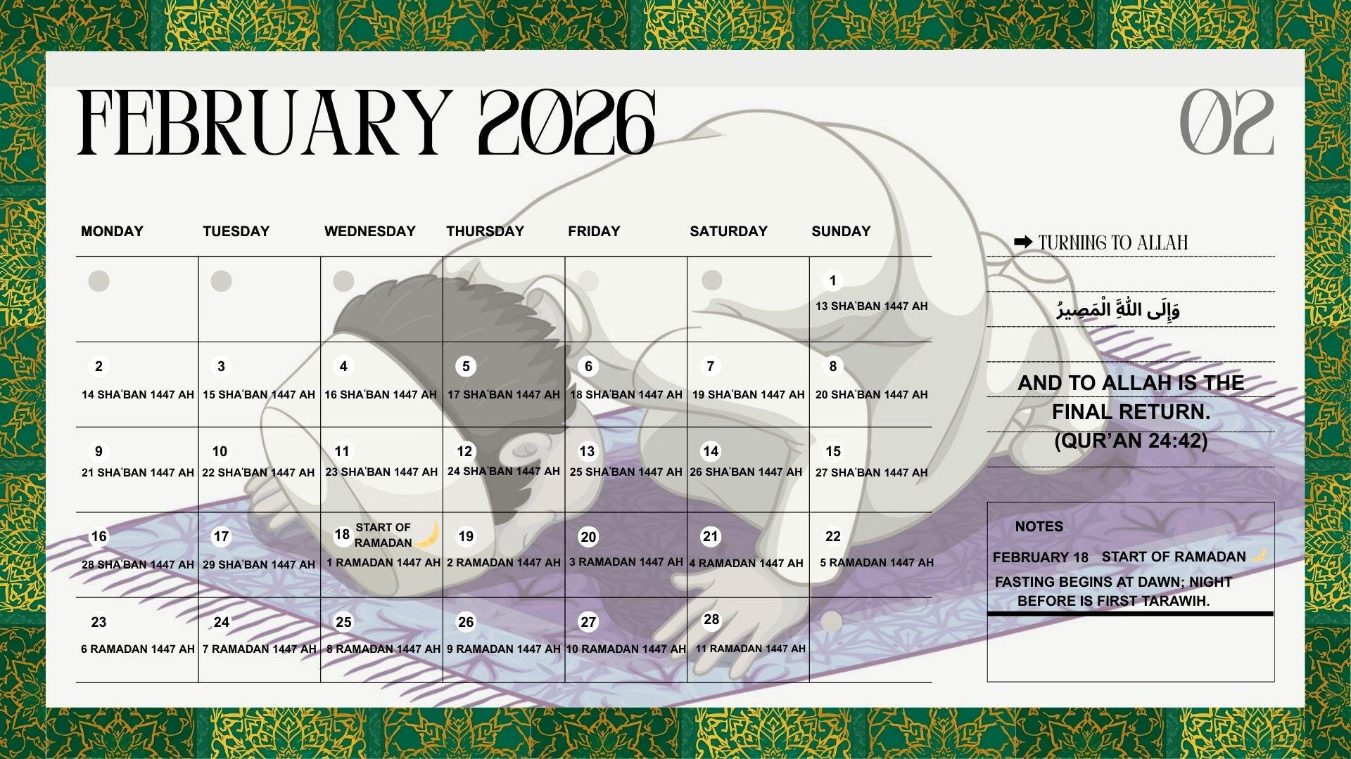 2026 Islamic Hijri Calendar: Muslim Prayer &amp;amp; Ramadan Planner within Islamic Calendar 2026 Muis