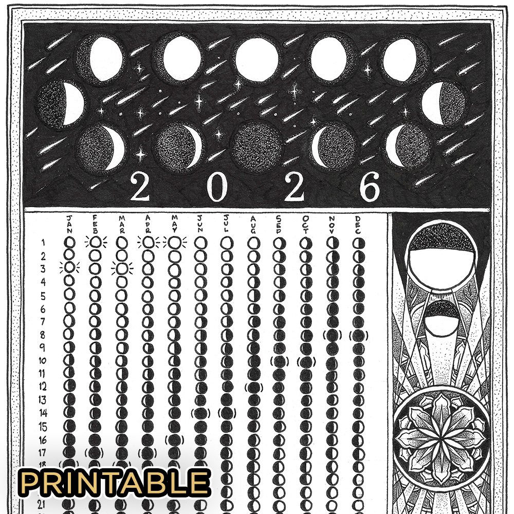 2026 Lunar Calendar | Geometers Circle throughout Moon Phase Calendar 2026 Printable
