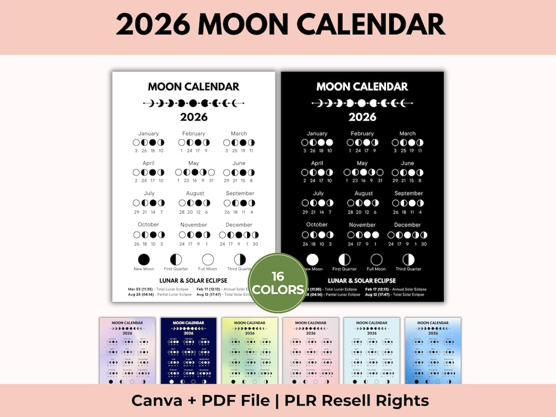 2026 Moon Phases Calendar, Lunar Calendar, Astrology Calendar within Full Moon Calendar 2026 Astrology