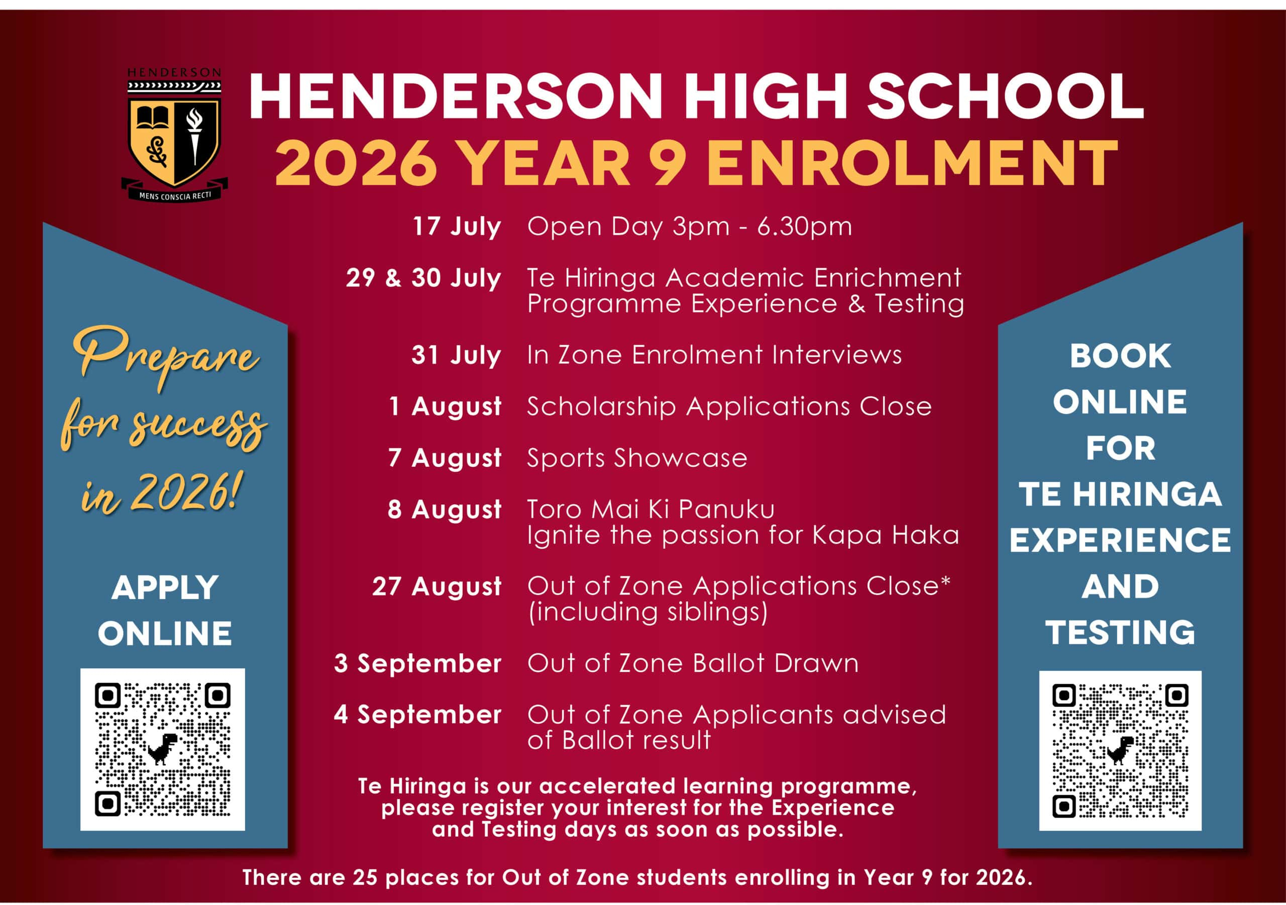 2026 Year 9 Enrolment - Henderson High School within High School Enrollment 2026