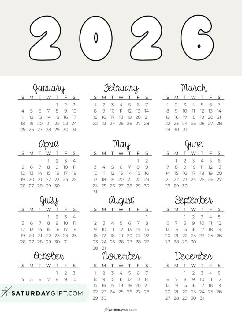 2026 Yearly Calendars - 35 Free Printables throughout Calendar 2026 And 2026