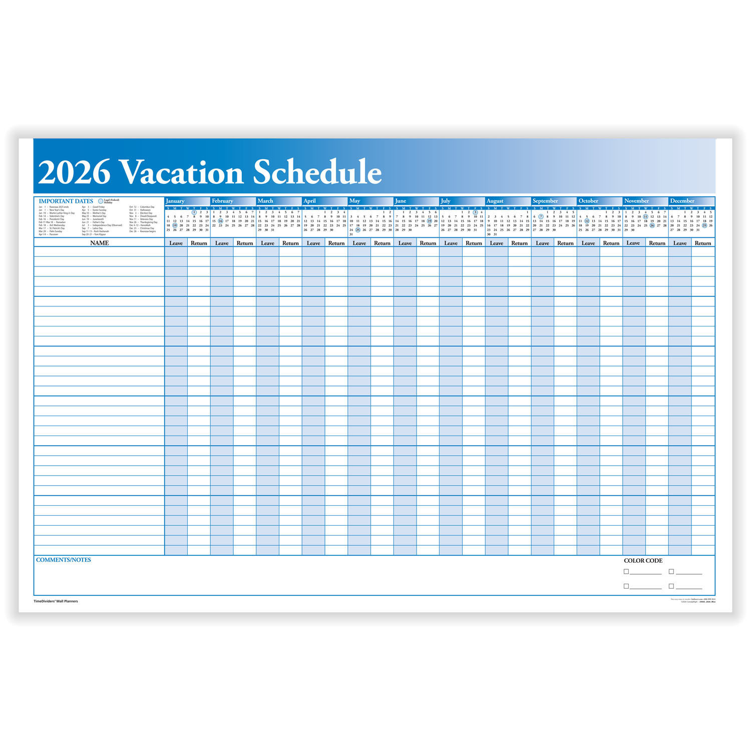2026 Yearly Vacation Scheduler | Yearly Vacation Planner | Hrdirect intended for Employee Vacation Calendar 2026