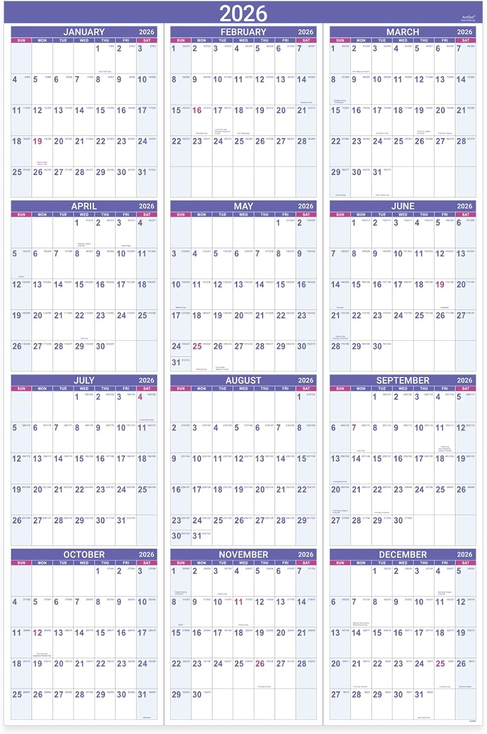 2026 Yearly Wall Calendar - 2026 Wall Calendar With Bhutan | Ubuy with regard to Julian Day Calendar 2026