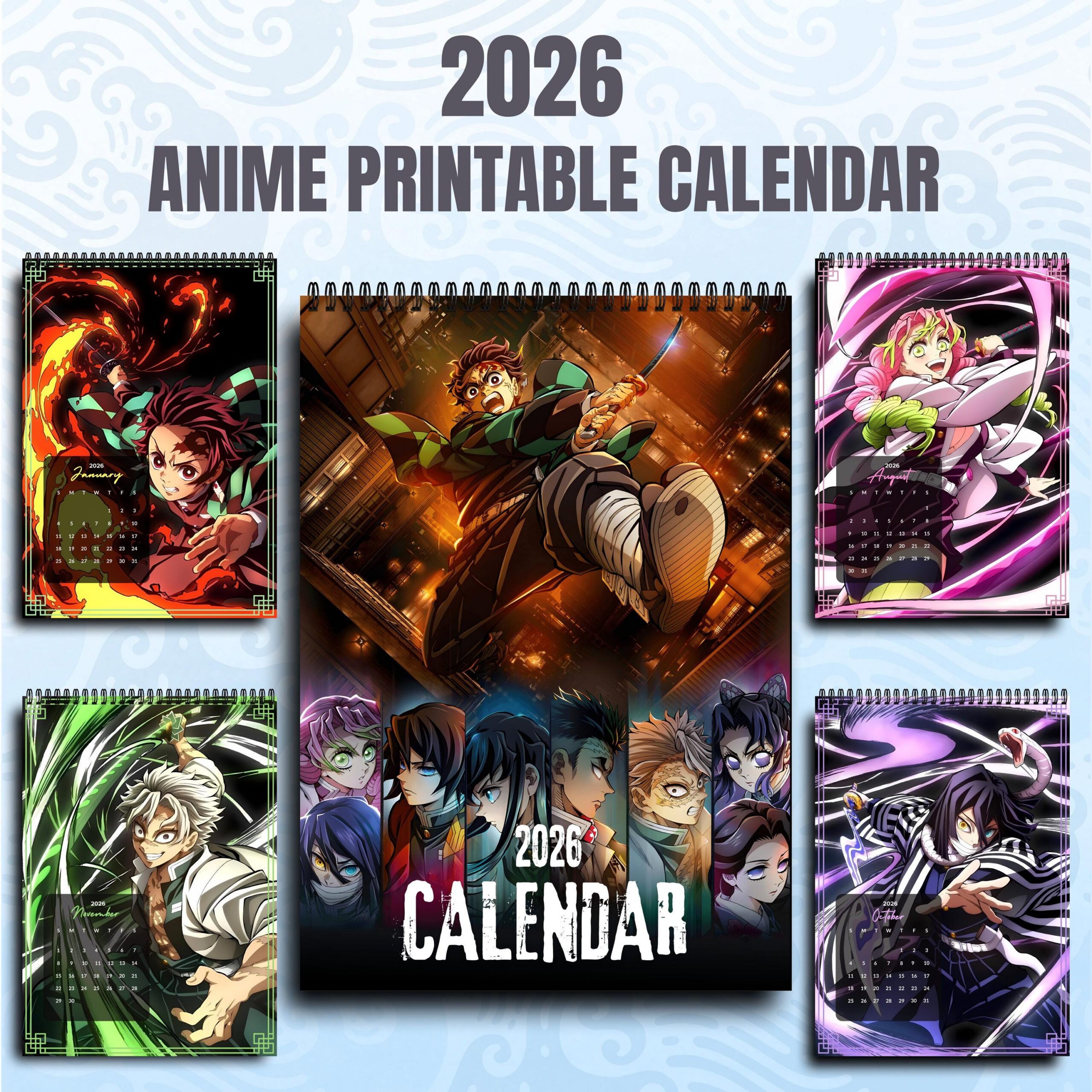 Anime Calendar 2026 Demon Slayer Printable Pdf (Digital Download pertaining to Anime Calendar 2026 Release Dates