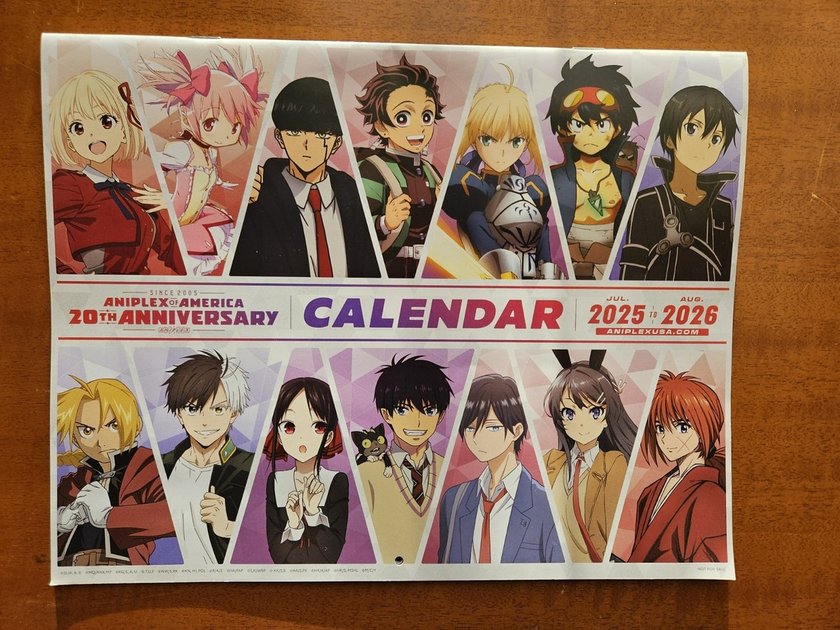 Anime Expo Ax 25 2025-2026 Aniplex Calendar Fate Gurren Lagann Sao for Anime Calendar 2026 USA