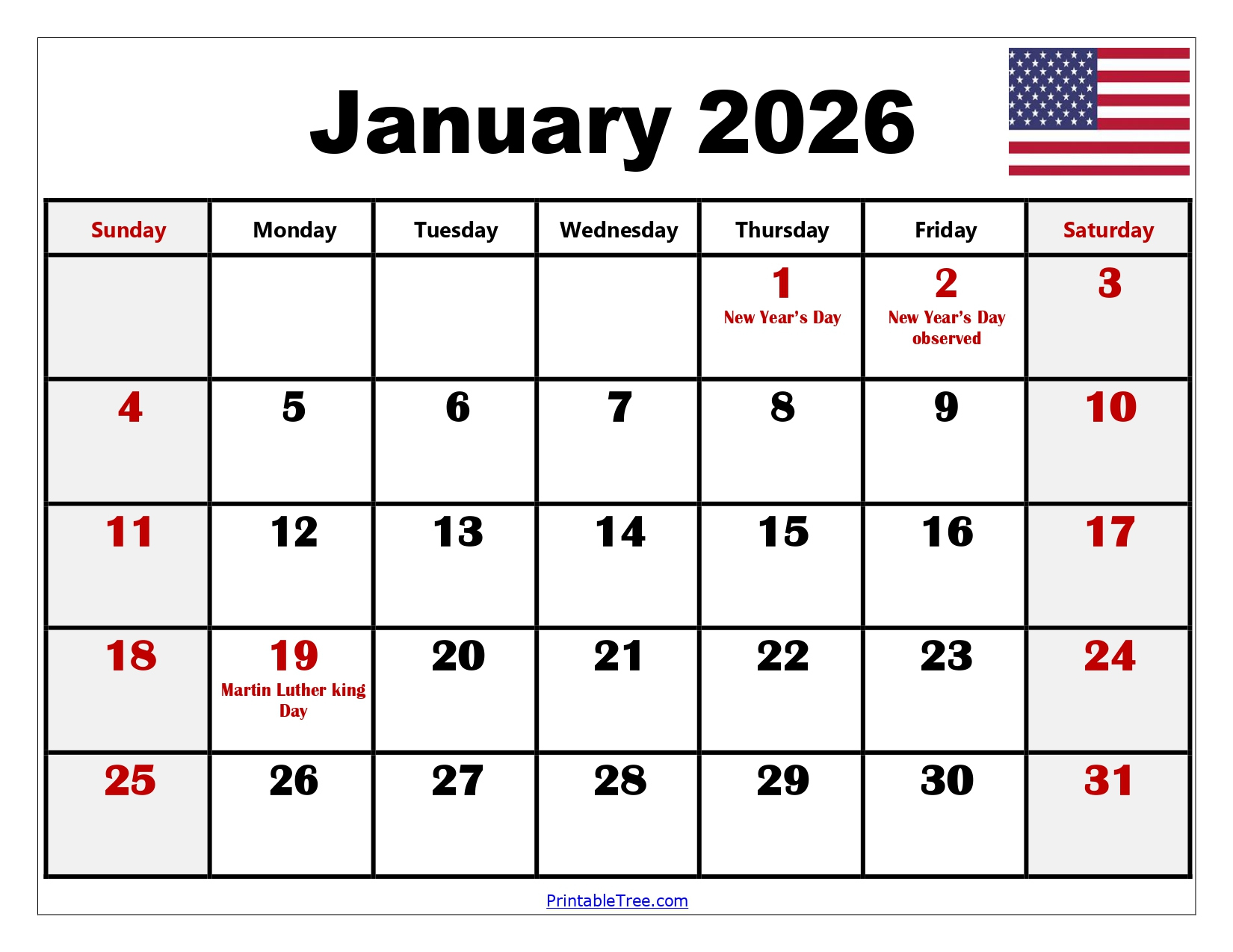 Blank January 2026 Calendar Printable Pdf Templates with January 2026 Calendar Printable with Holidays