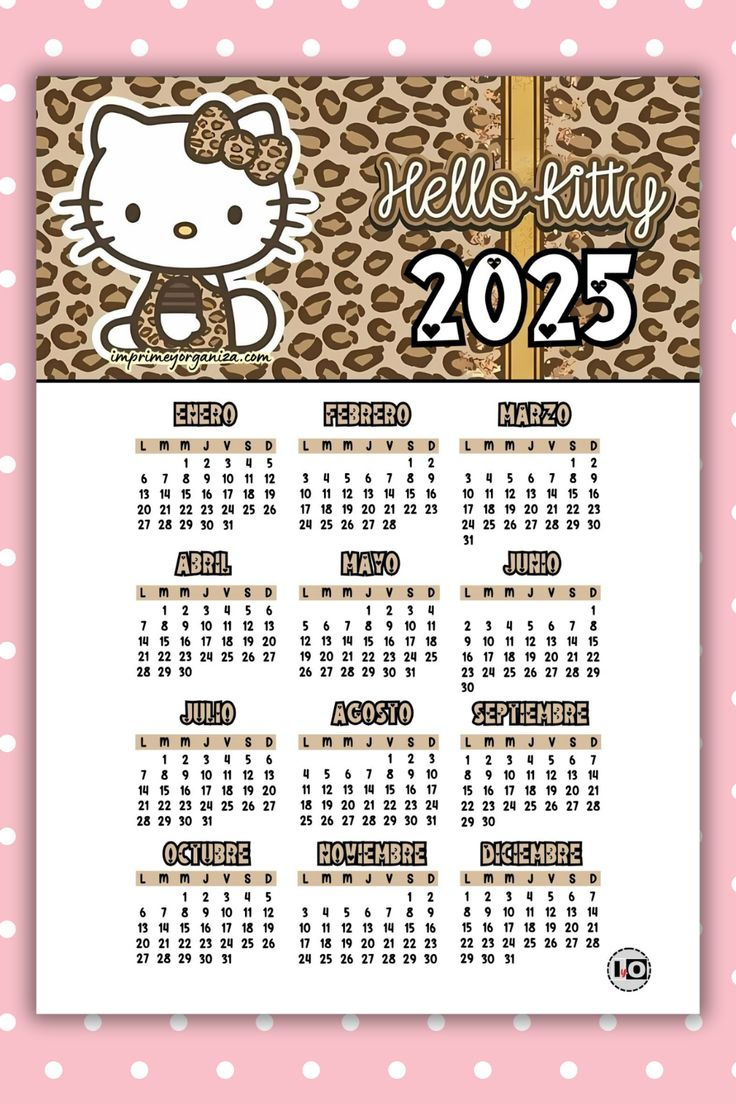 Calendario 2025 Hello Kitty Animal Print in Hello Kitty December 2025 Calendar
