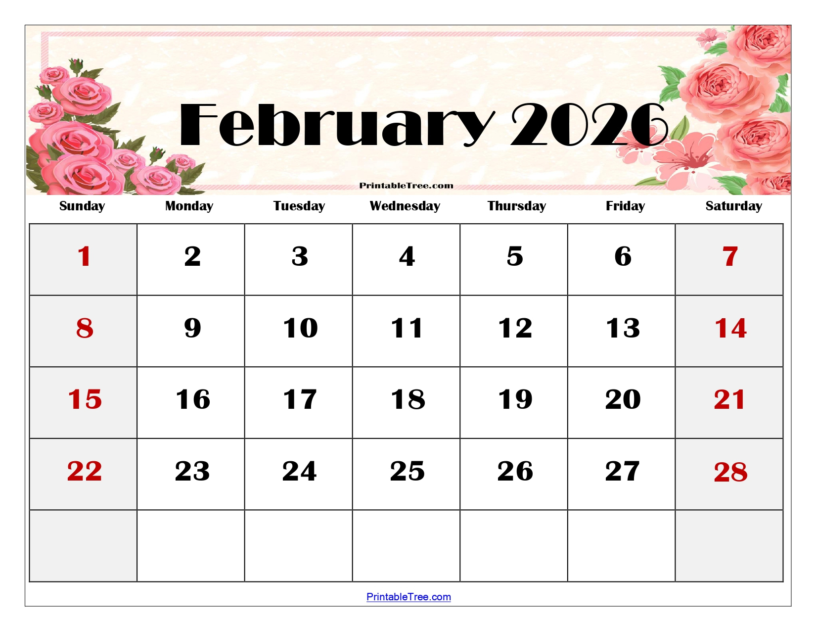 February 2026 Calendar Printable Pdf With Holidays Templates pertaining to February 2026 Calendar Page