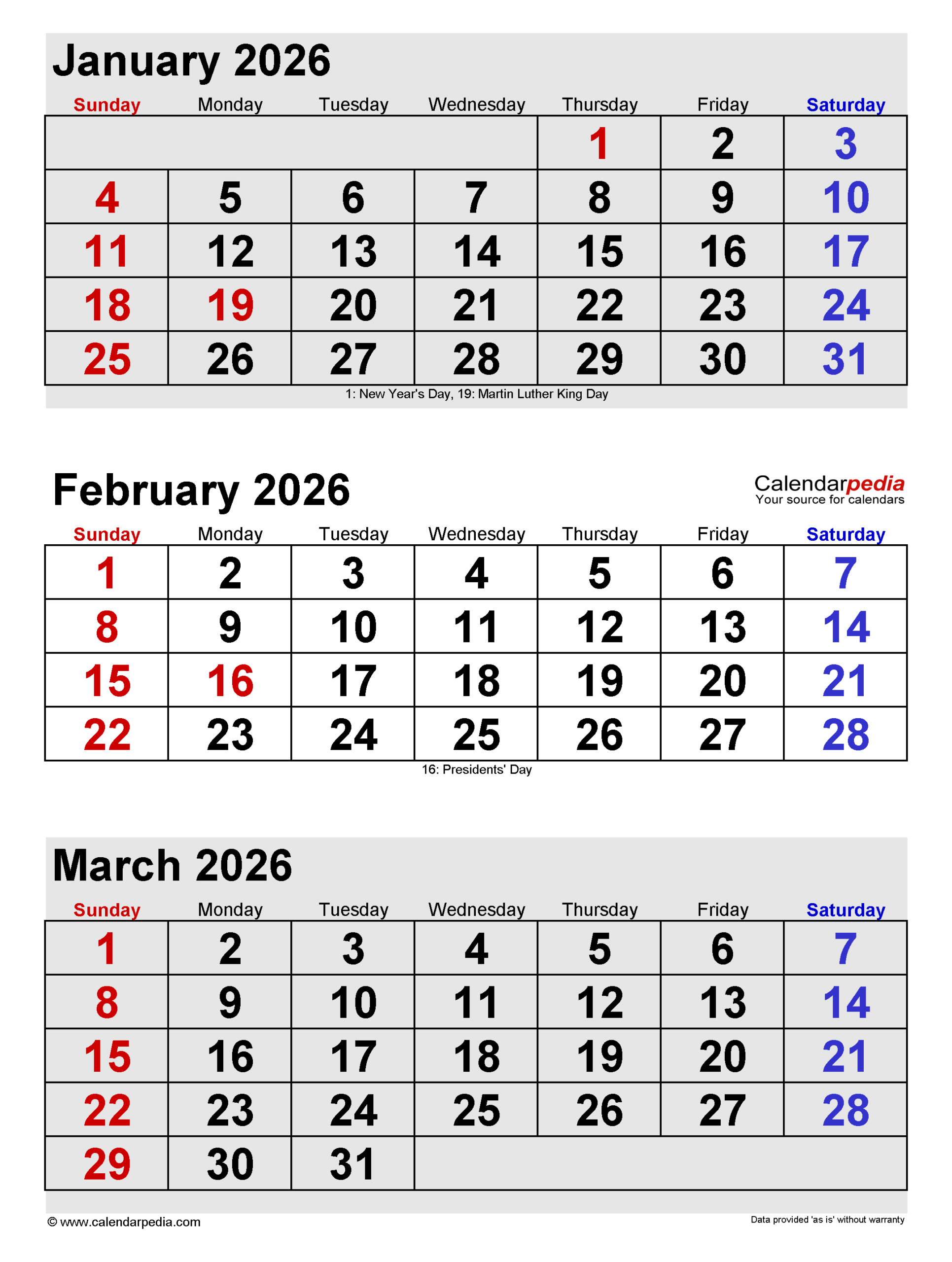 February 2026 Calendar | Templates For Pdf, Excel And Word for January February 2026 Calendar Printable