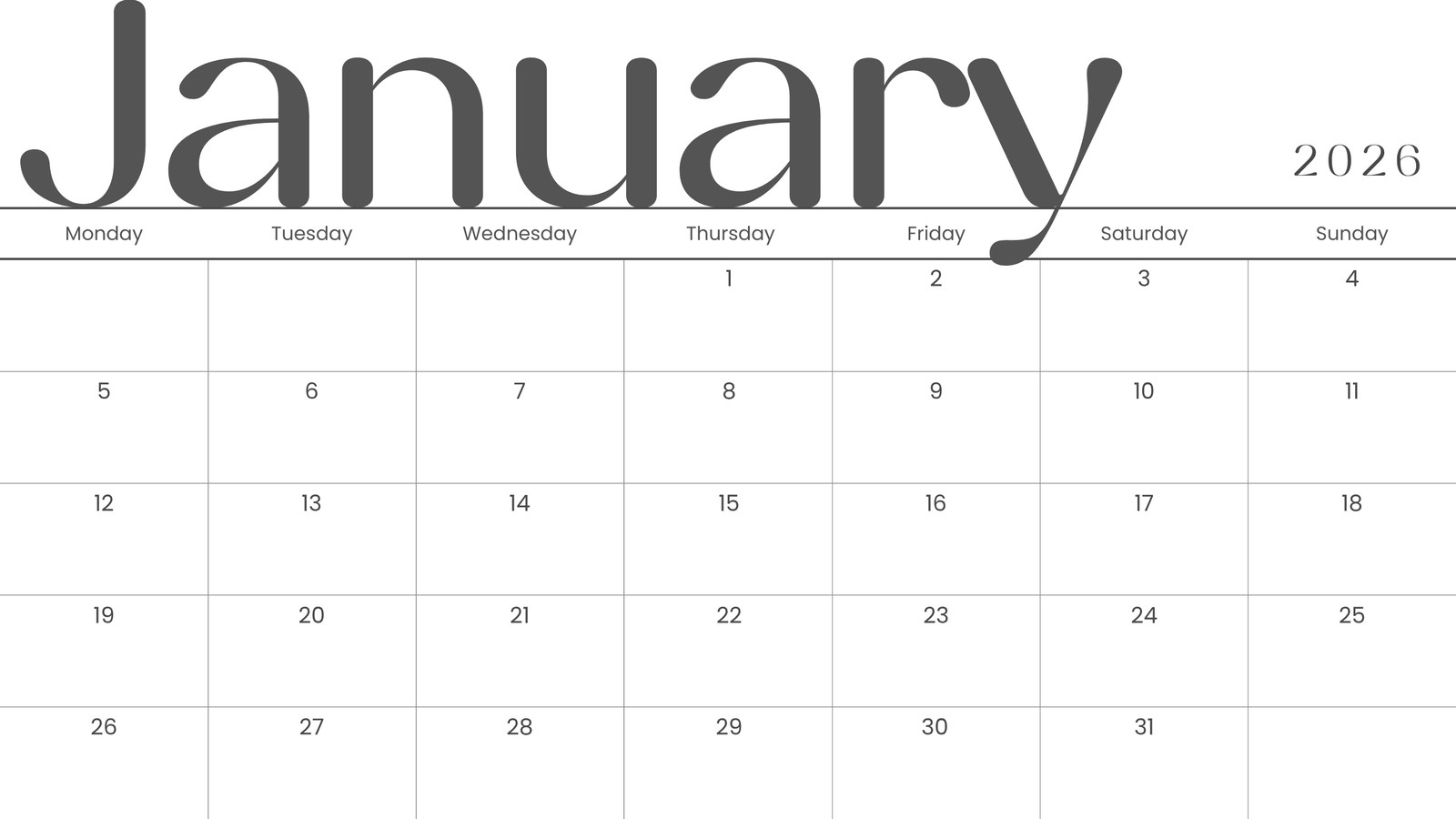 Free And Editable January 2026 Calendar Templates | Canva intended for January 2026 Blank Printable Calendar
