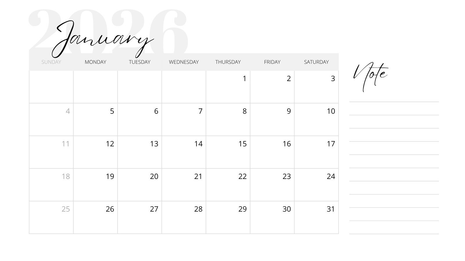 Free And Editable January 2026 Calendar Templates | Canva within Blank January 2026 Calendar Printable Free