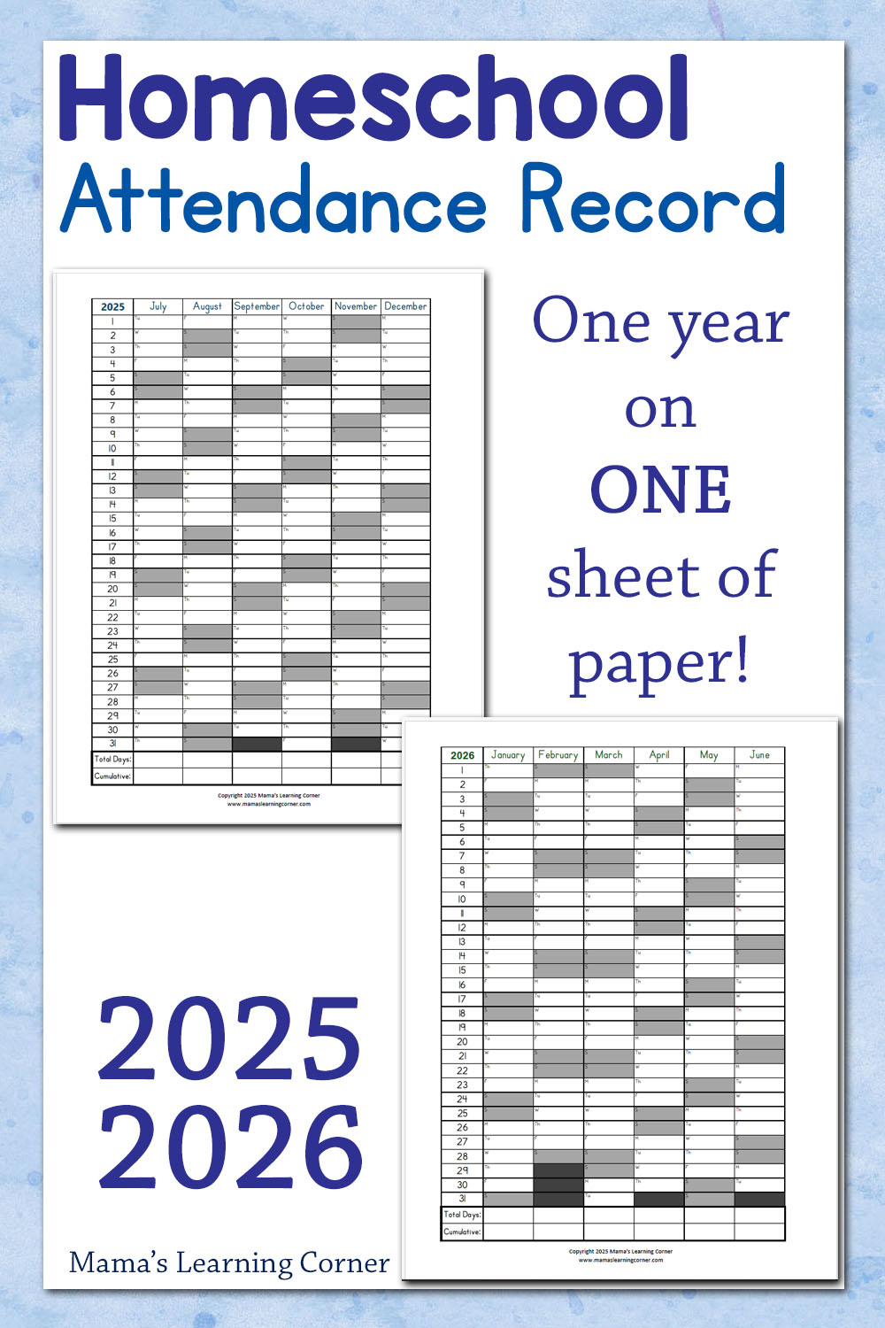 Free Homeschool Attendance Record For 2025–2026 - Mamas Learning inside Absentee Calendar 2026 For Schools