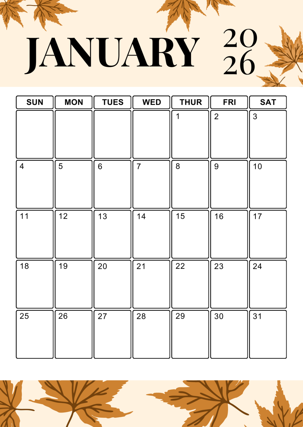 Free Portrait January 2026 Calendar Template To Edit Online within January 2026 Calendar Printable Portrait