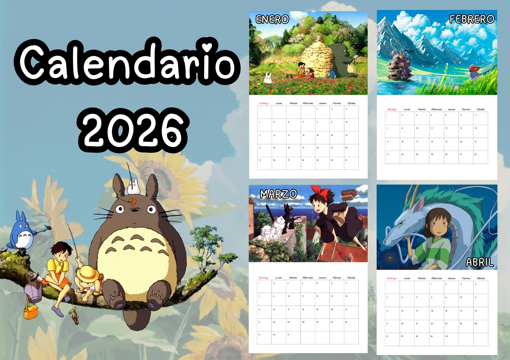 Ghibli Anime Calendar 2026 - Adjustable A3 - A4 Canvas - Chihiro in Anime Calendar 2026 Schedule
