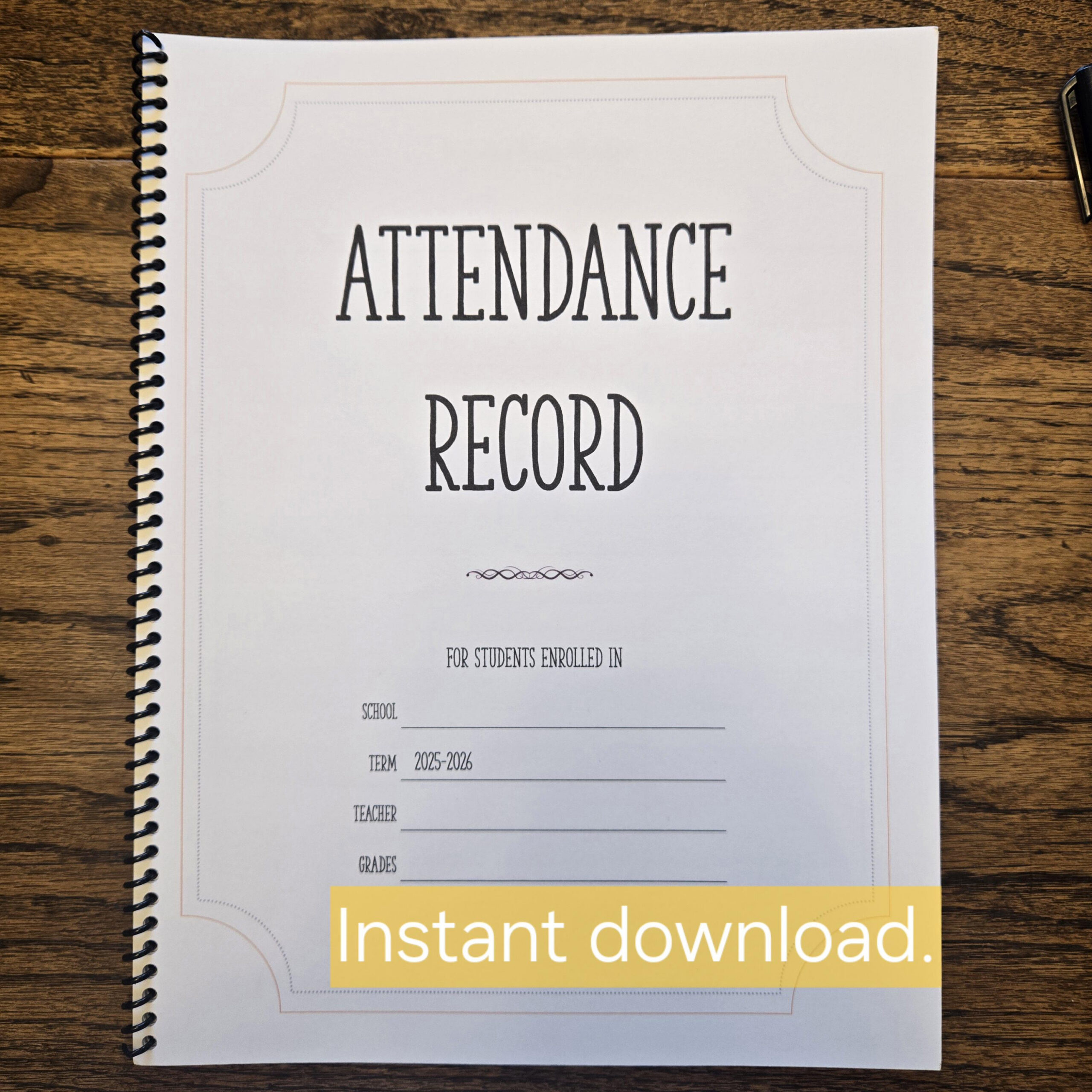 Instant Download School Attendance Record 2025-2026 - Etsy Australia regarding Class Attendance Register 2026