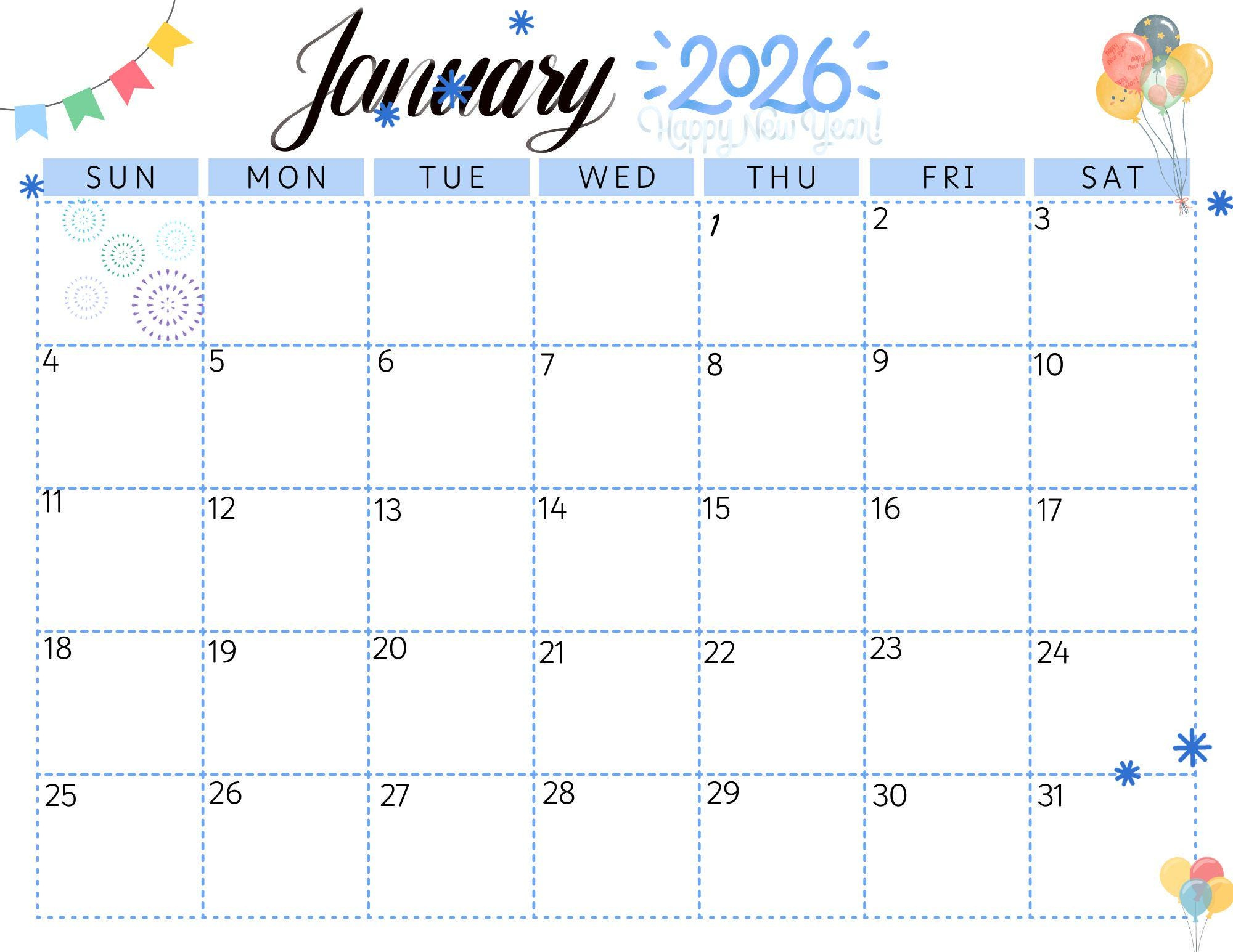 January 2026 Calendar (Digital, Printable) - Etsy Australia regarding Calendar For January 2026 Australia