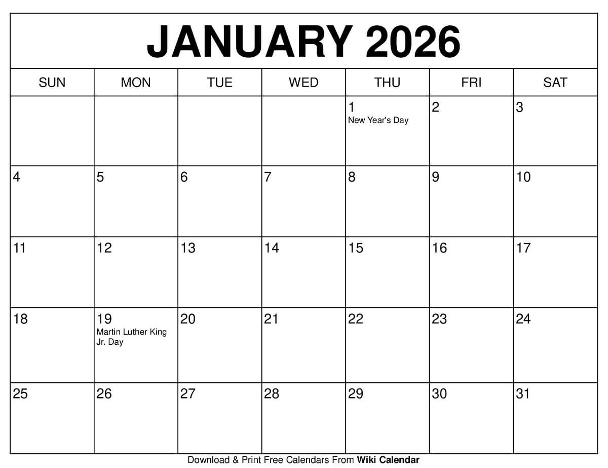 January 2026 Calendar - Printable Templates &amp;amp; More pertaining to January 2026 Calendar Printable Wiki