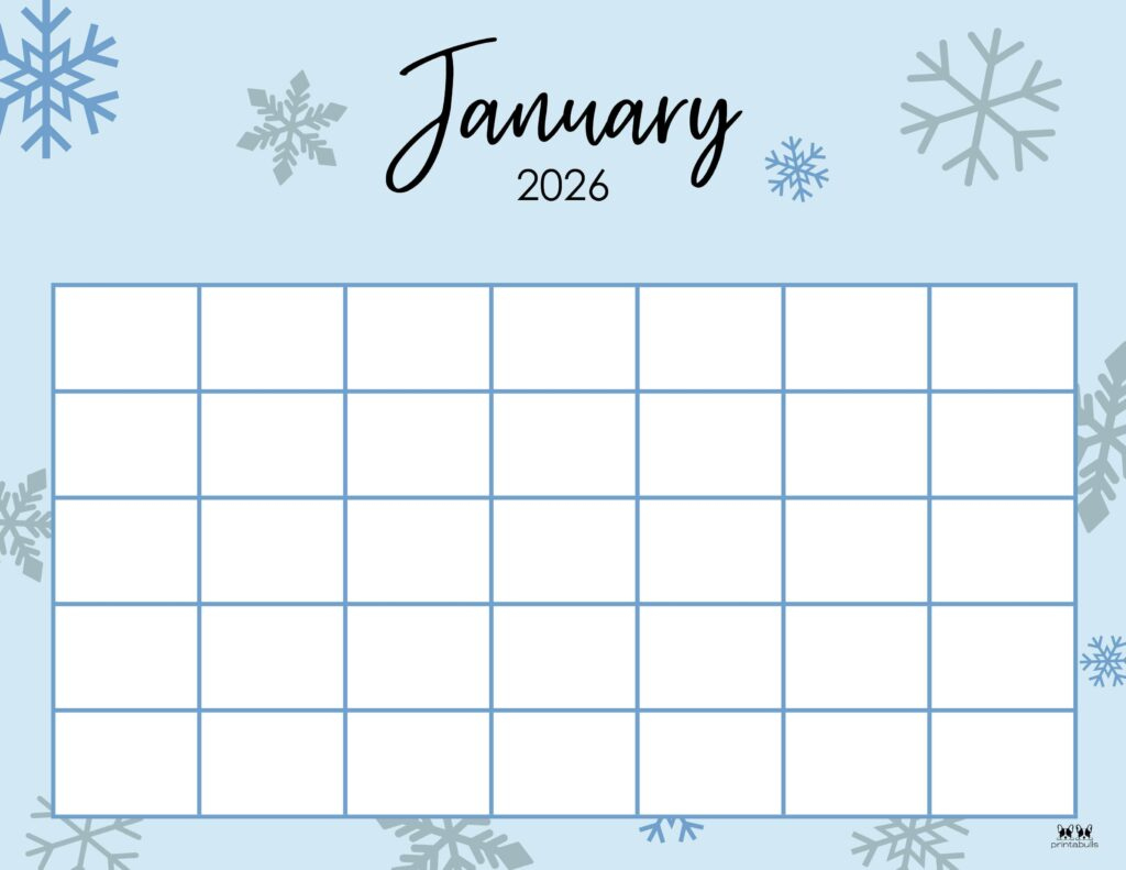 January 2026 Calendars - 123 Free Printables | Printabulls in January 2026 Calendar Printable Free Download