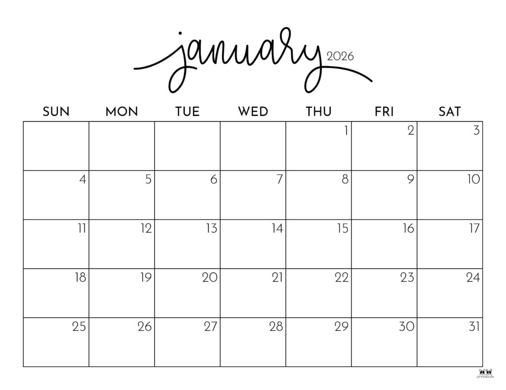 January 2026 Calendars - 123 Free Printables | Printabulls inside Free Printable 2026 Coloring Pages Calendar January