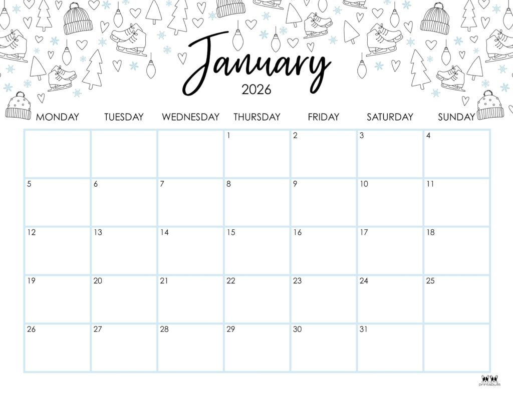 January 2026 Calendars - 123 Free Printables | Printabulls pertaining to January 2026 Calendar with Holidays Printable