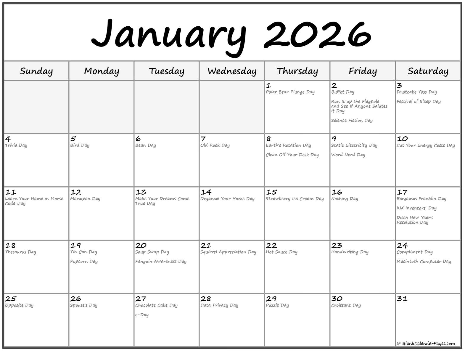 January 2026 With Holidays Calendar pertaining to January 14 2026 National Day