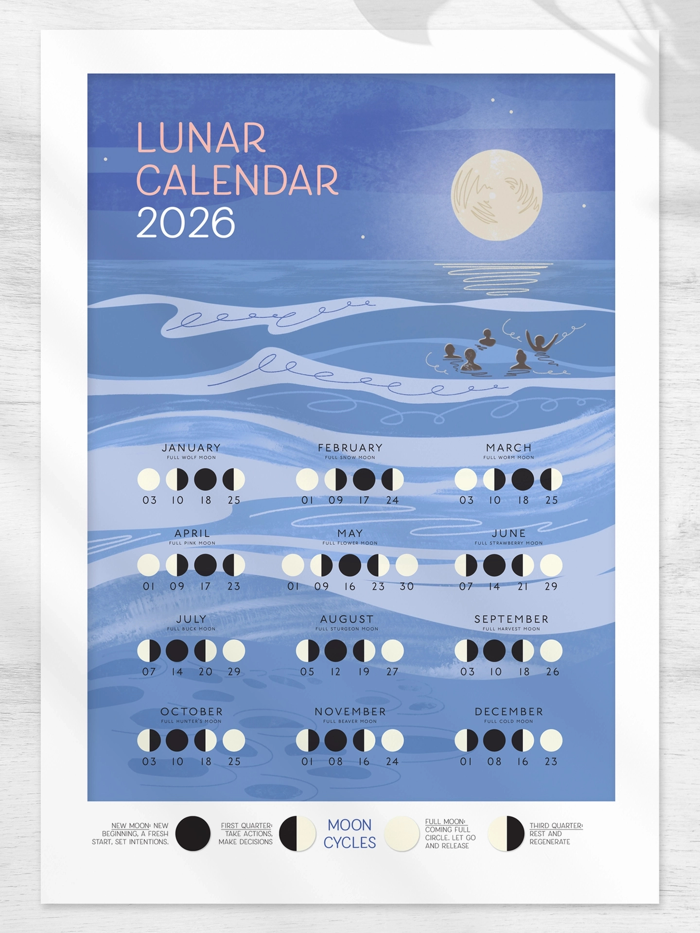 Lunar Calendar 2026 - Holly & Co within Moon Phase Calendar 2026 USA