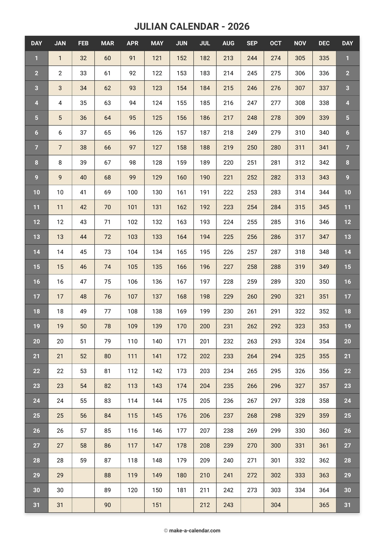 Make A Calendar | Linktree for Julian Date Calendar 2026