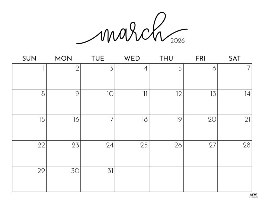 March 2026 Calendars - 123 Free Printables | Printabulls intended for Attendance Of March 2026