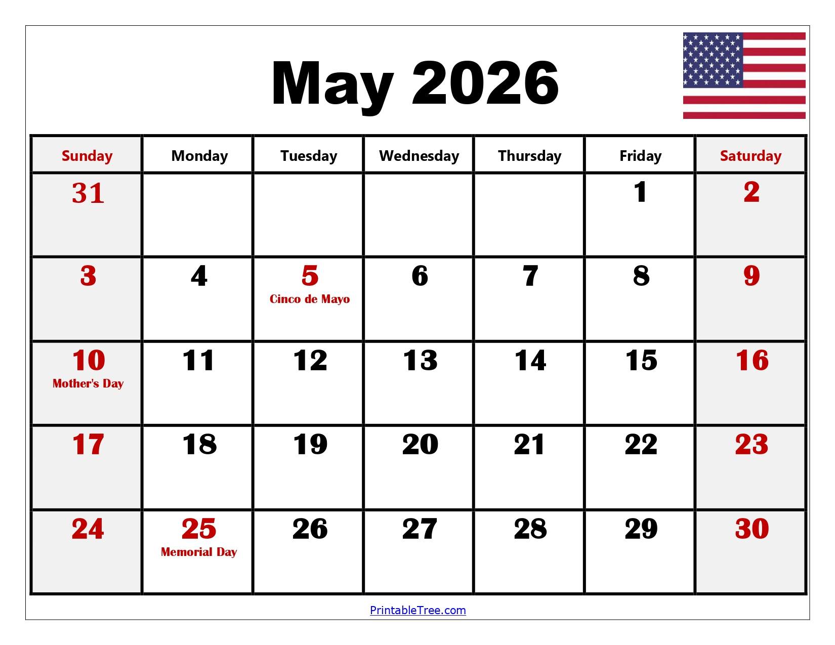 May 2026 Calendar Printable Pdf With Holiday Templates Free intended for Attendance Sheet May 2026
