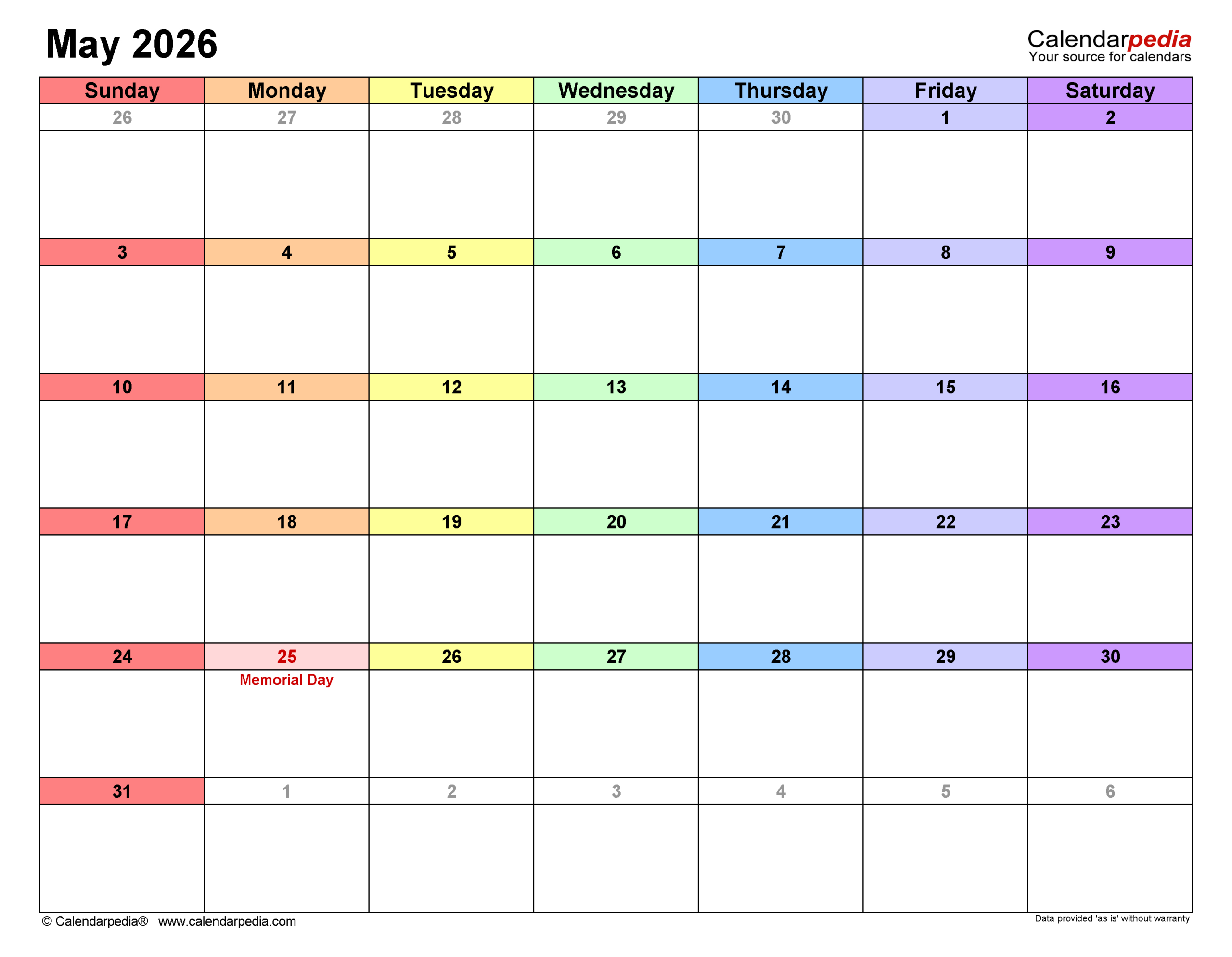 May 2026 Calendar | Templates For Pdf, Excel And Word with regard to Attendance Sheet May 2026