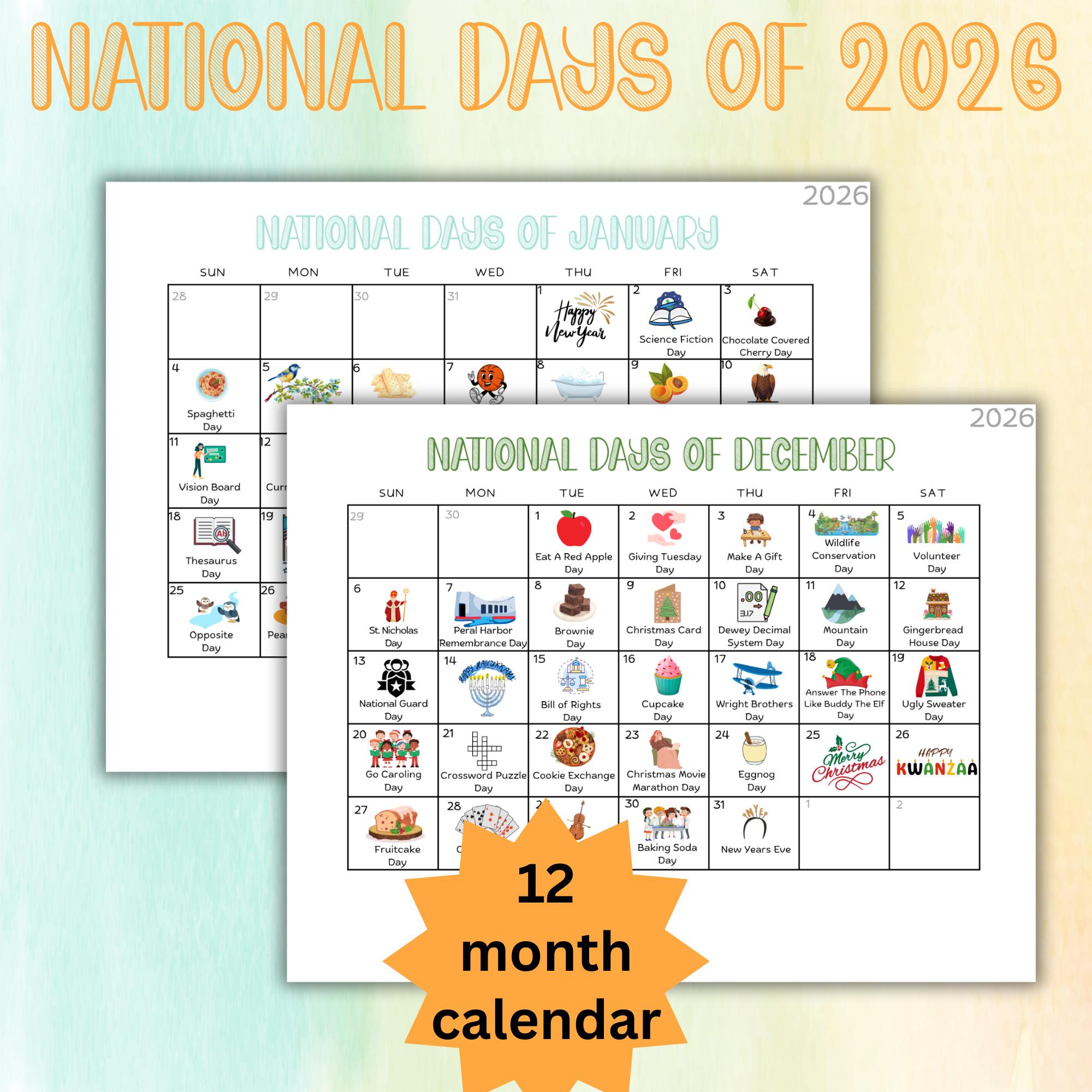 Nationale Tage Lehrmittel Vorschule Lehrer Kalender Klassenzimmer pertaining to National Day Calendar January 2026