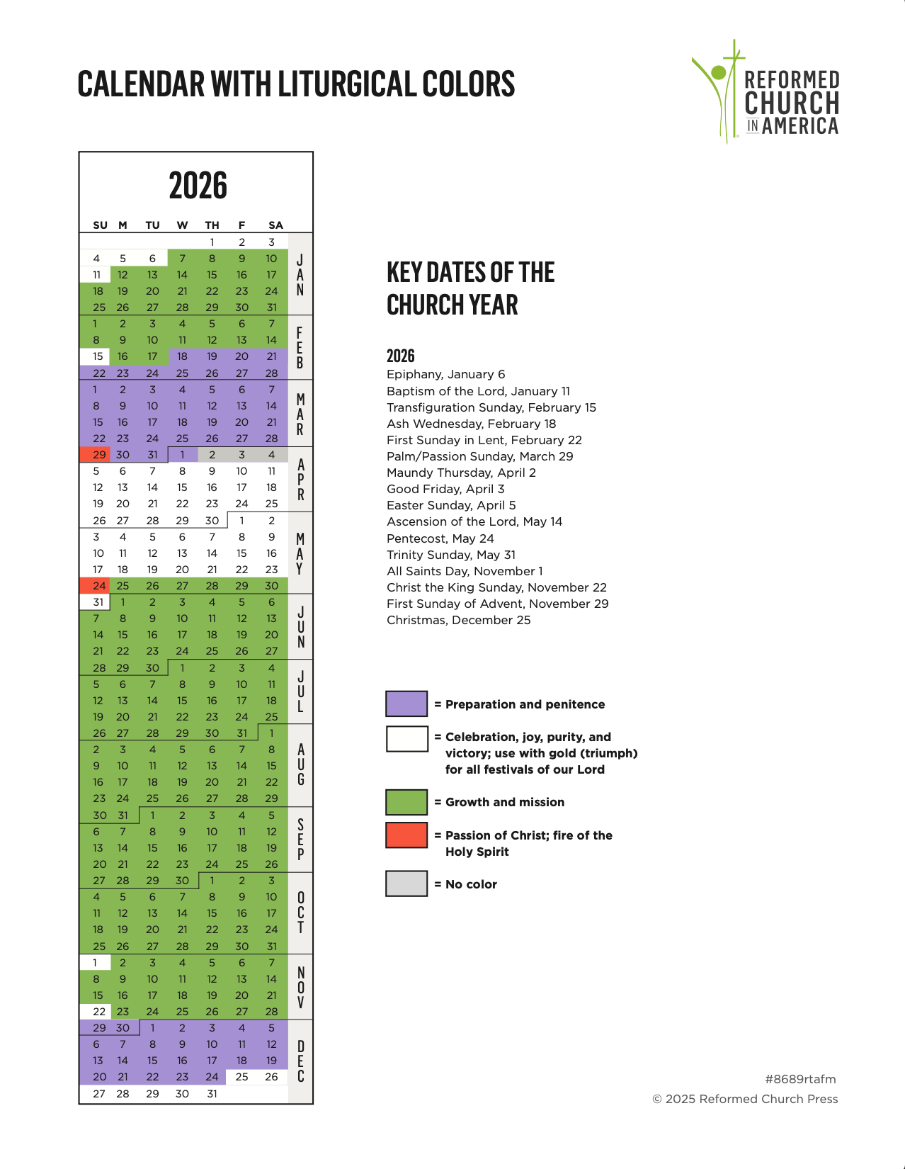 Rca Liturgical Calendar | Reformed Church In America throughout Presbyterian Liturgical Calendar 2026