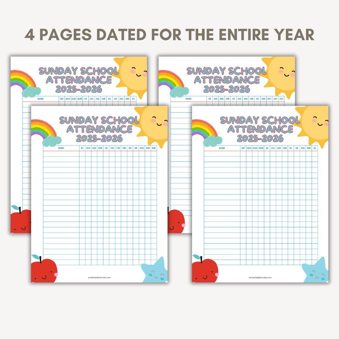 Sunday School Attendance Chart Printable Pdf, Sunday School throughout Sunday School Attendance 2026