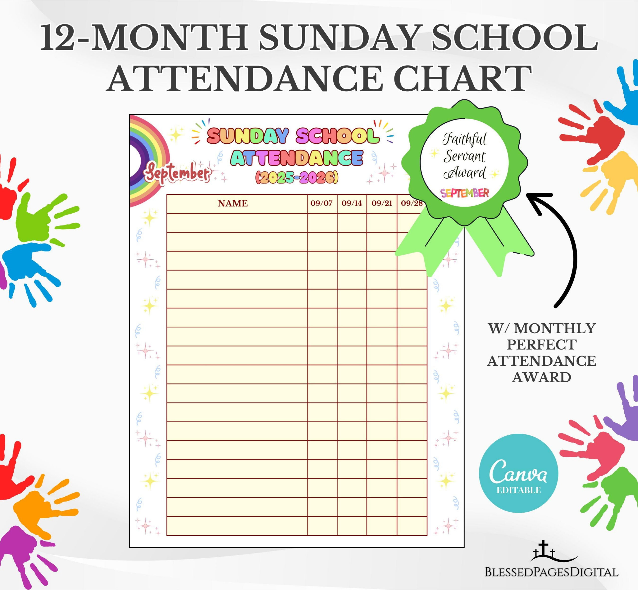 Sunday School Attendance Sheet Template - Etsy Hong Kong with Sunday School Attendance 2026