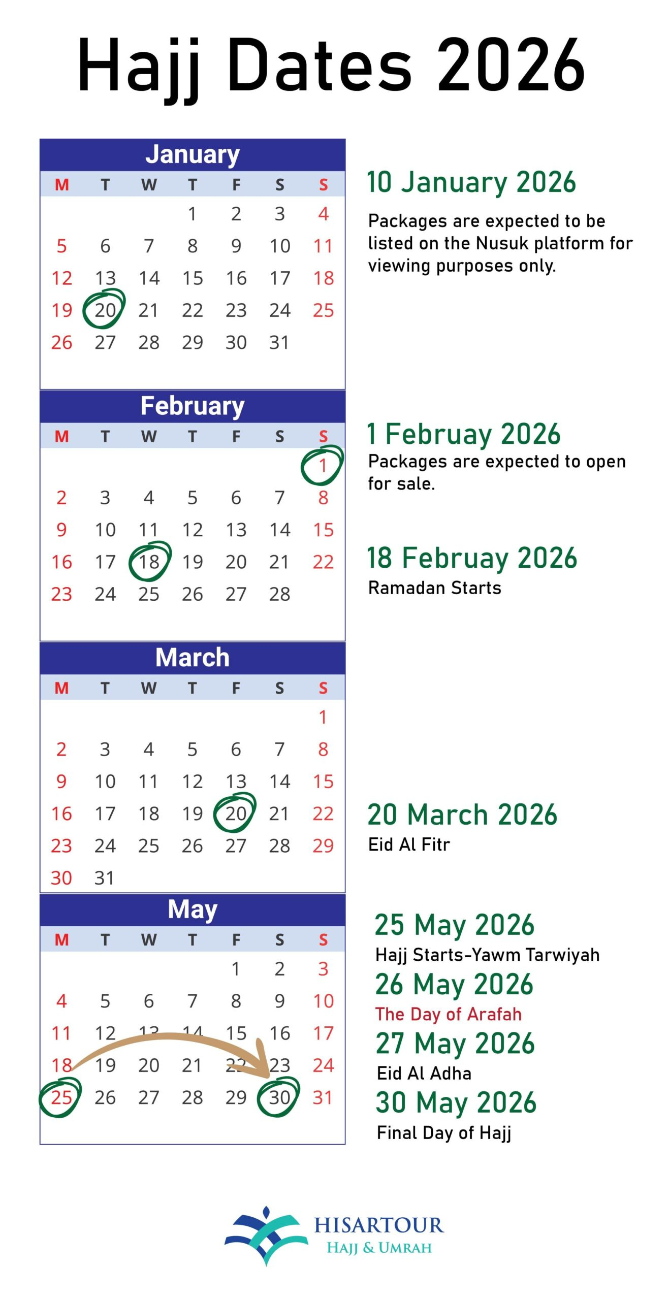 When Is Hajj 2026? Arafah Day, Eid Al-Adha 2026 Dates throughout Islamic Calendar 2026 Mauritius